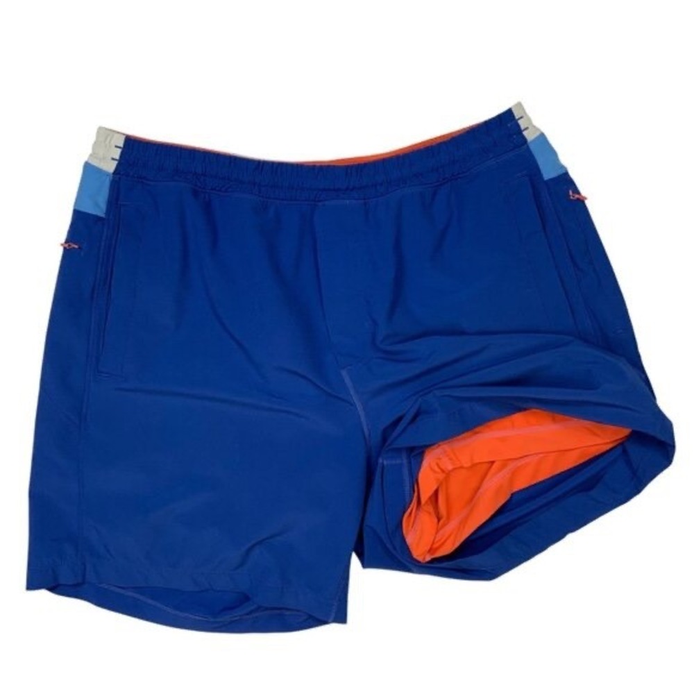 Birddogs Gym Shorts Mens XL Blue Orange Built-in Liner Athletic Running Pockets